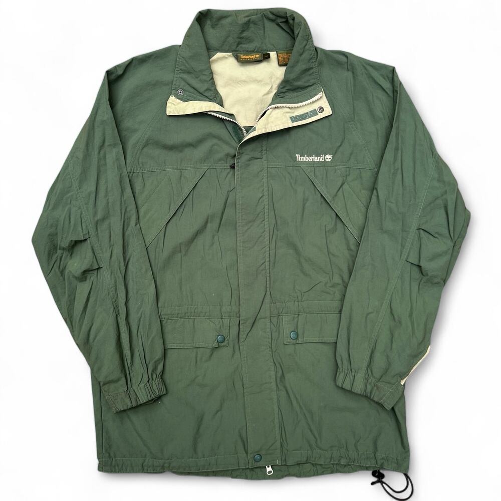 Vintage Y2K Timberland Weathergear Lightweight Jacket Green Parka Windbreaker L